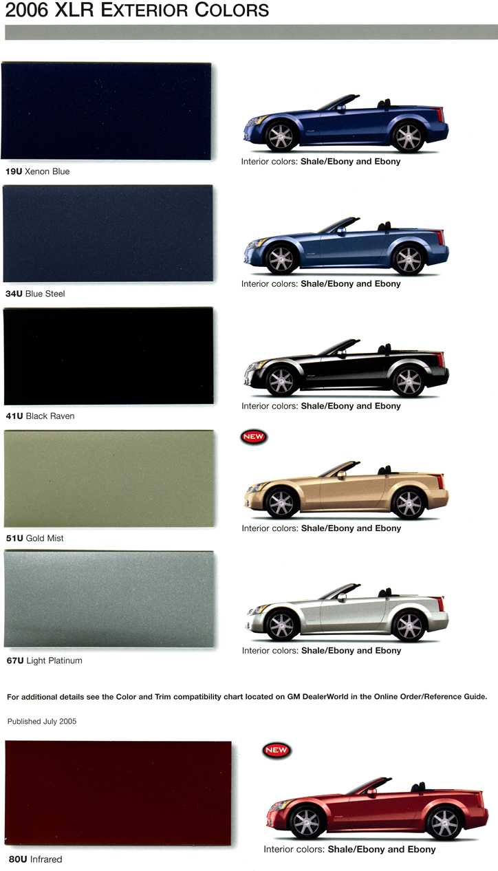 2006 Cadillac XLR Exterior Colors