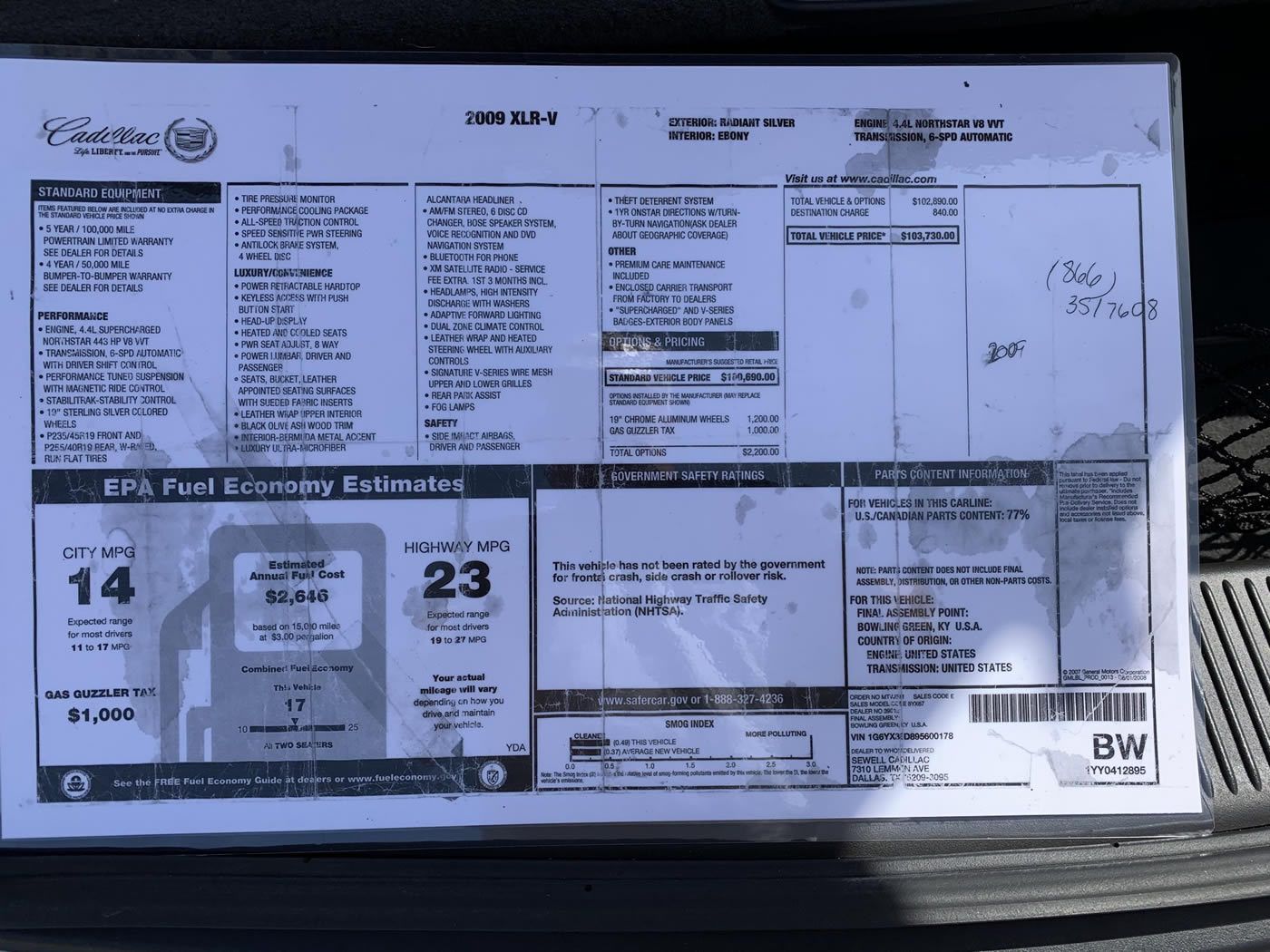 2009 Cadillac XLR-V in Radiant Silver