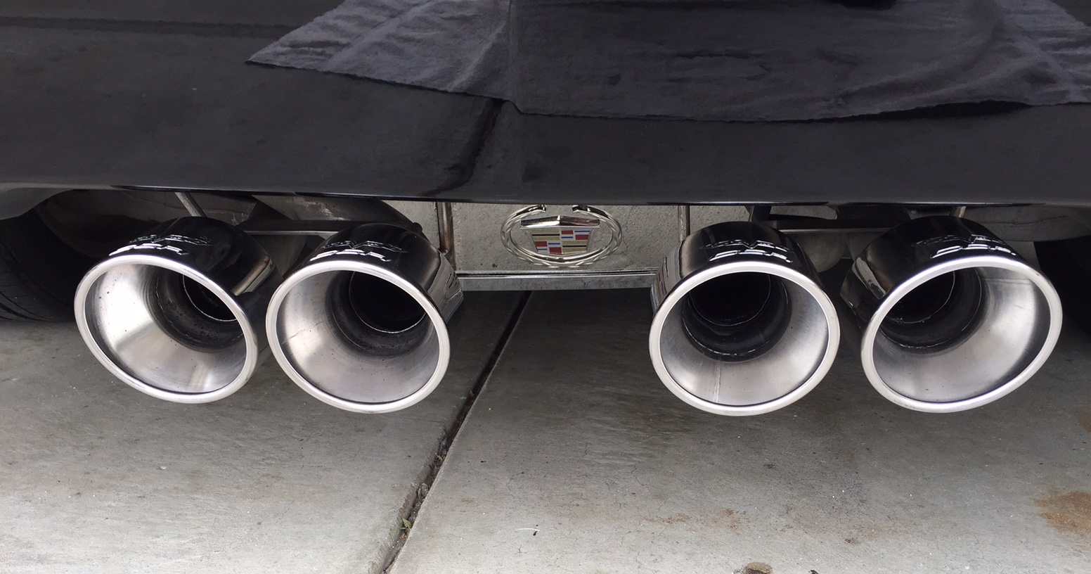 Borla_Exhaust_with_Cadillac_Crest_After_Install_